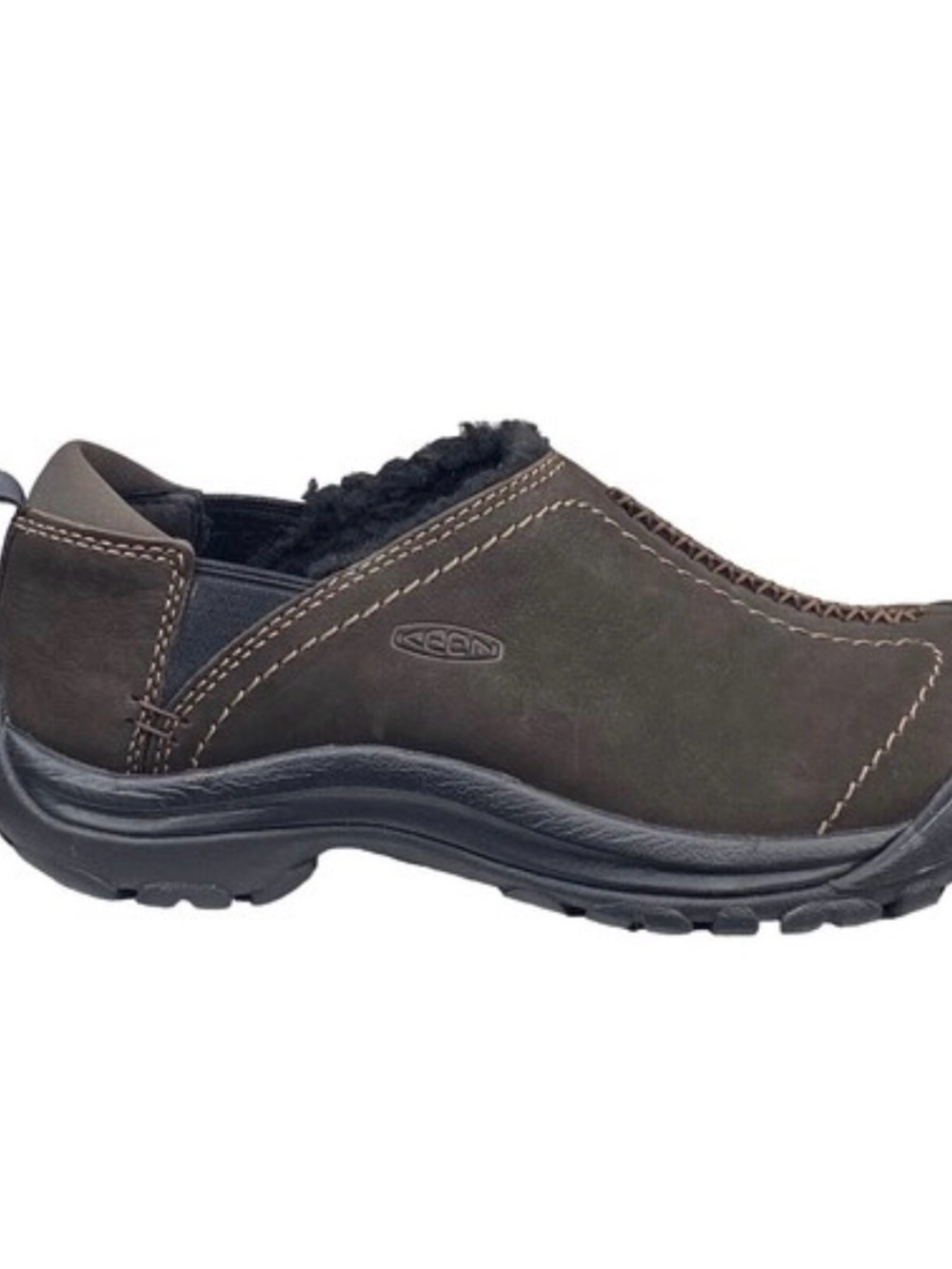 Keen Womens Kaci 3 Dark Brown Fleece-Lined Slip-On Loafer Boot Shoes size 11